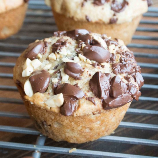 Dark Choc PB Banana Bread Muffins