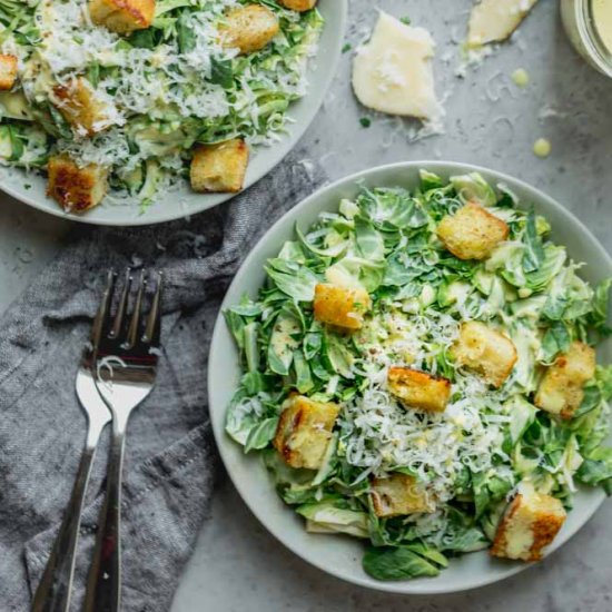 Brussels Sprout Salad with Croutons