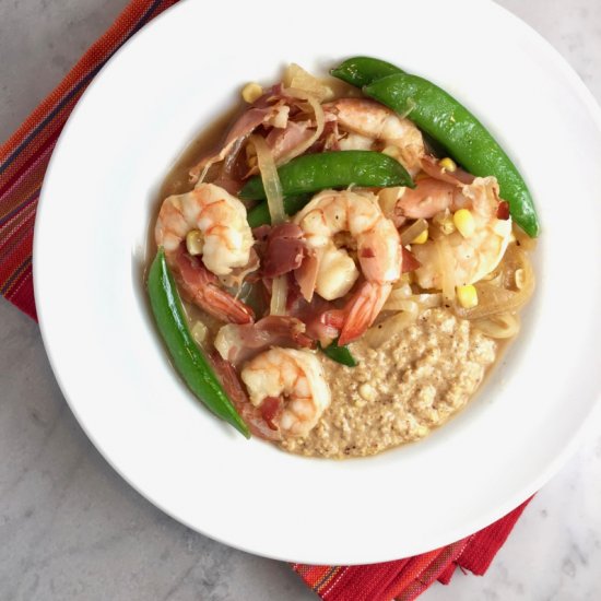 Fresh Corn Grits with Shrimp