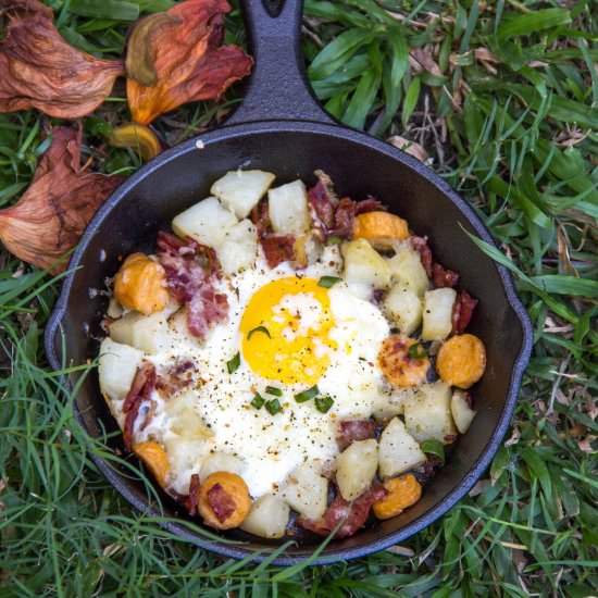 Skillet baked eggs with truffle