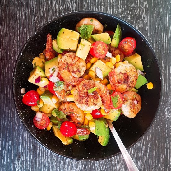 Cajun shrimp and avocado salsa