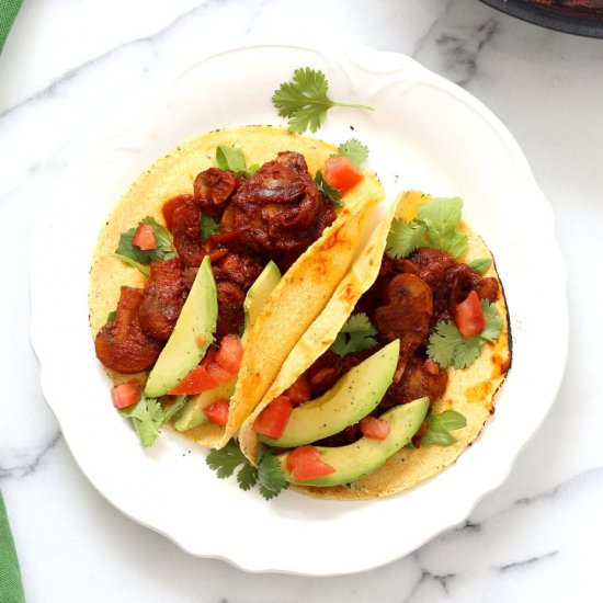 Vegan Barbacoa Mushroom Tacos