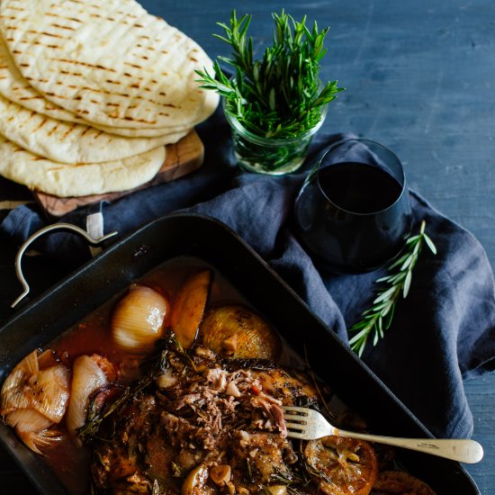 Slow roasted lamb with Cabernet