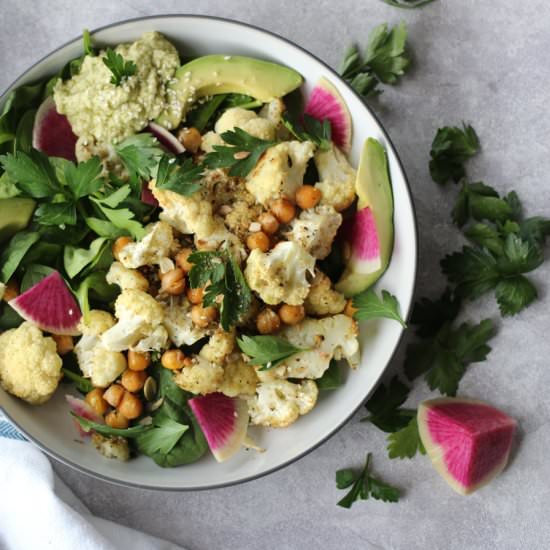 Roasted Cauliflower Chickpea Salad