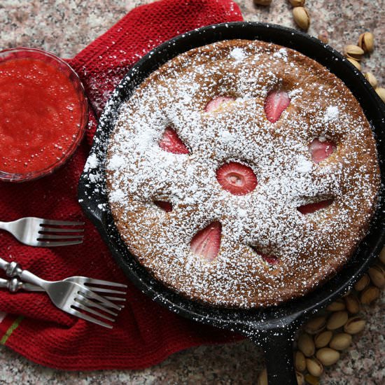 Strawberry-Pistachio Skillet Cake