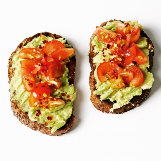 Smashed Avocado Chilli Tomato Toast