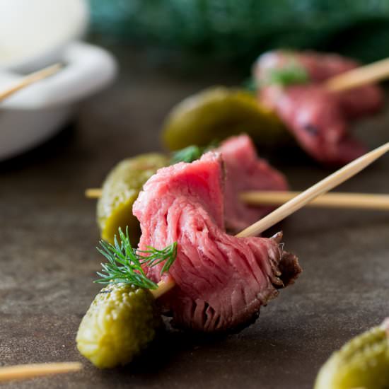 Dill Pickle Beef Skewers