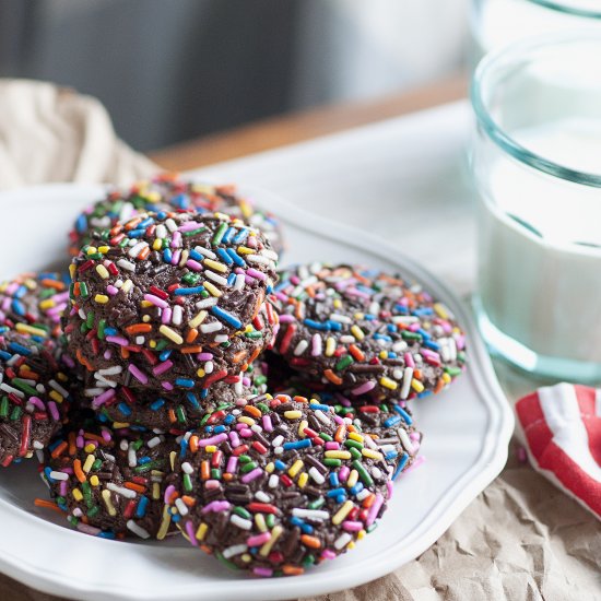 Chocolate Crinkle Sprinkle Cookies