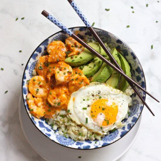 Spicy Shrimp Cauliflower Rice Bowl