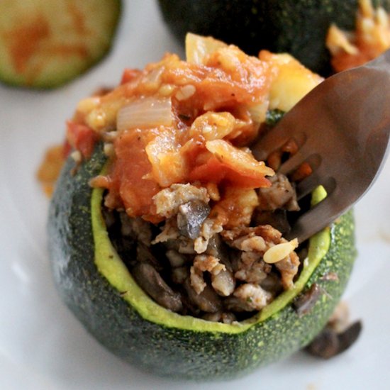 Mini Pork Stuffed Zucchini