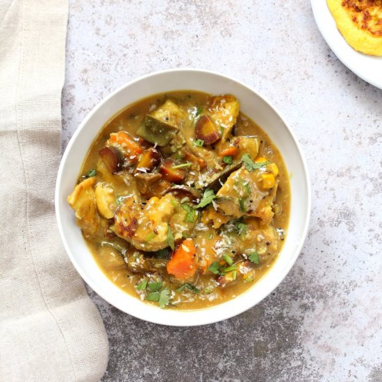 Lentil Fritter Eggplant Curry