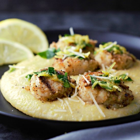 Grilled Scallops and Cheesy Polenta