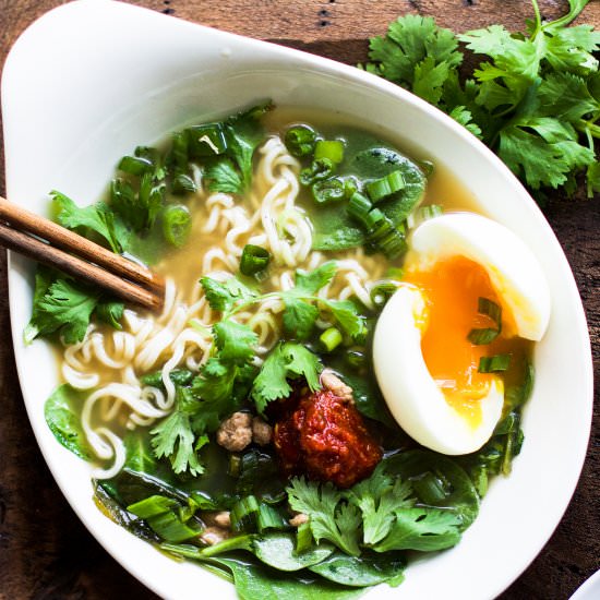 Simple Pork and Spinach Miso Ramen