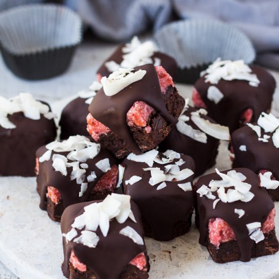 Cherry Ripe Brownie Bites