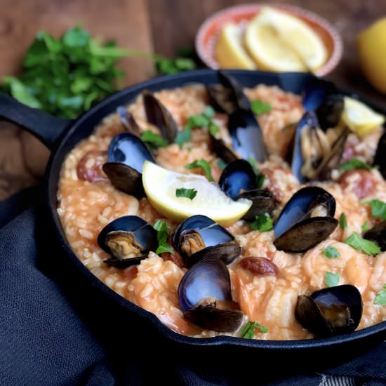 Chorizo and Seafood Paella