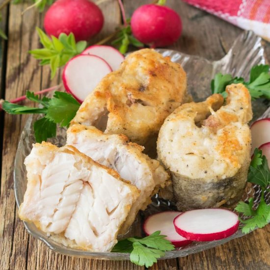 Alaska Pollock in the frying pan