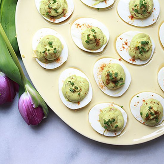 Spicy Avocado Deviled Eggs