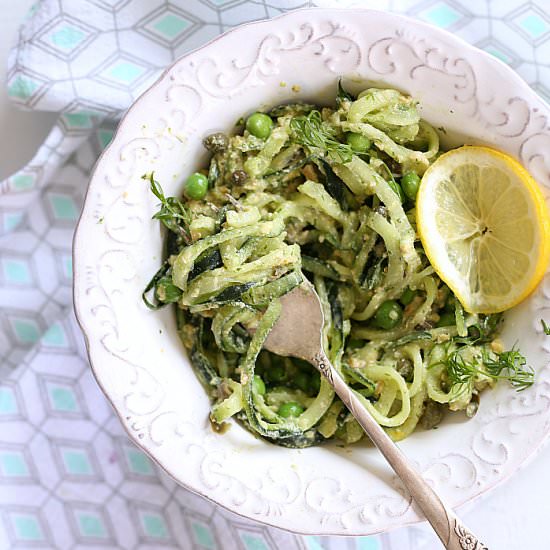 Dill Pesto Cucumber Noodle Bowls