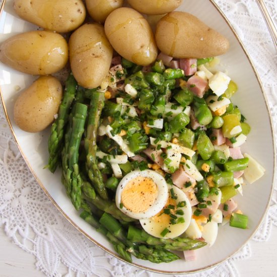 Asparagus Salad with Eggs and Ham