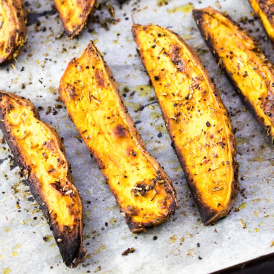 Easy Roasted Sweet Potato Wedges