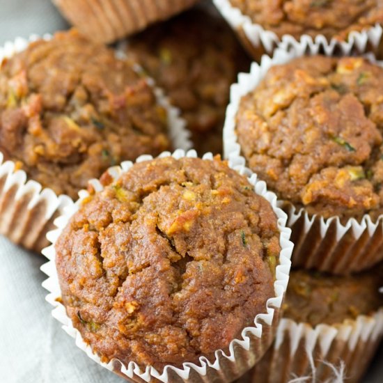 ZUCCHINI APPLE BANANA MUFFINS