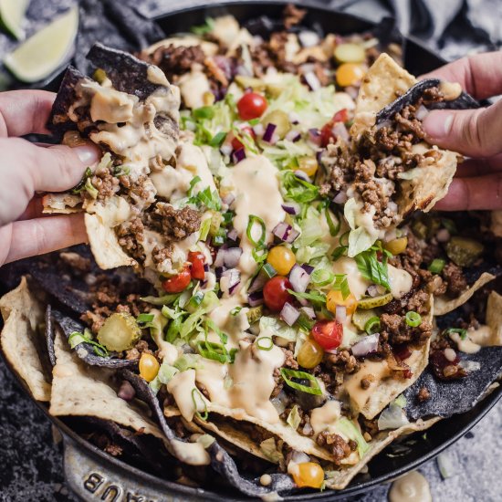 LOADED CHEESEBURGER NACHOS