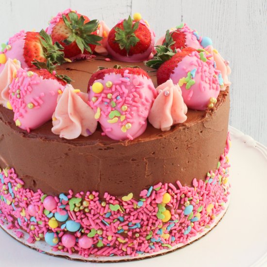 Chocolate Covered Strawberry Layer Cake