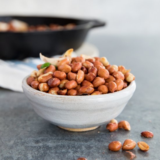 Pan Fried Spicy Garlic Peanuts