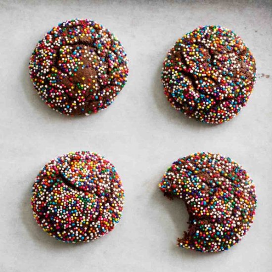 Chocolate Crinkle Sprinkle Cookies