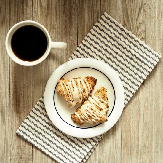 Maple Glazed Toasted Oatmeal Scones