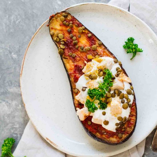 Roasted Harissa Eggplant Halves