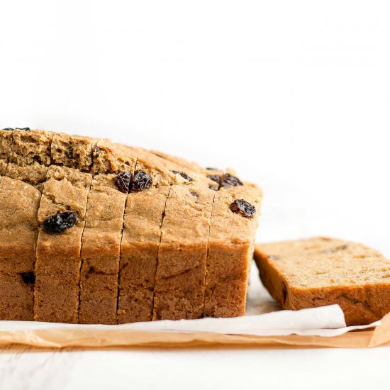 Healthy Oatmeal Raisin Quick Bread