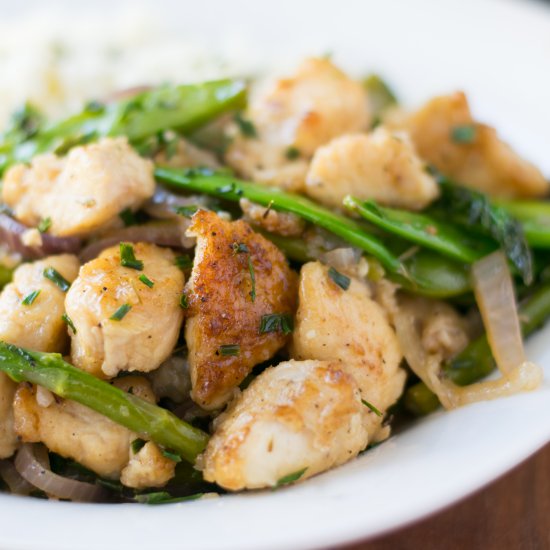 Chicken Asparagus & Snap Pea Skillet