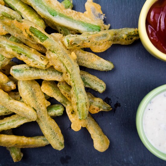 Fried Green Beans with Wasabi Ranch