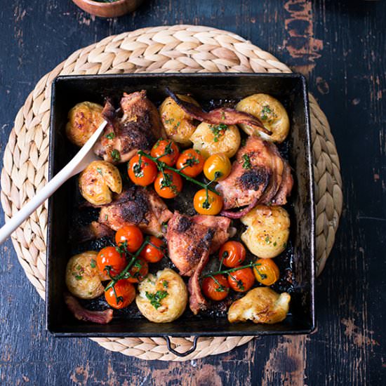 Chicken, Bacon and Potato Tray Bake