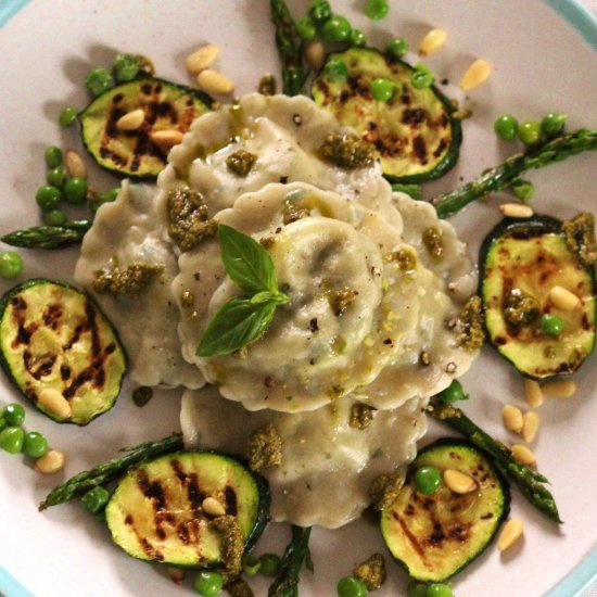 Vegan Pea and Broad Bean Ravioli