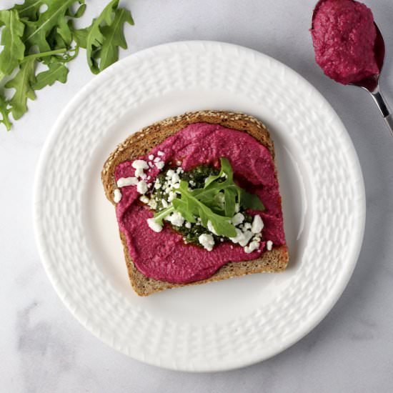 Beet & Basil Pesto Toast w/ Arugula