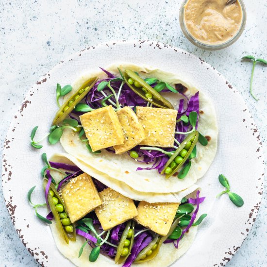 Vegan Tofu Tacos with Peanut Sauce