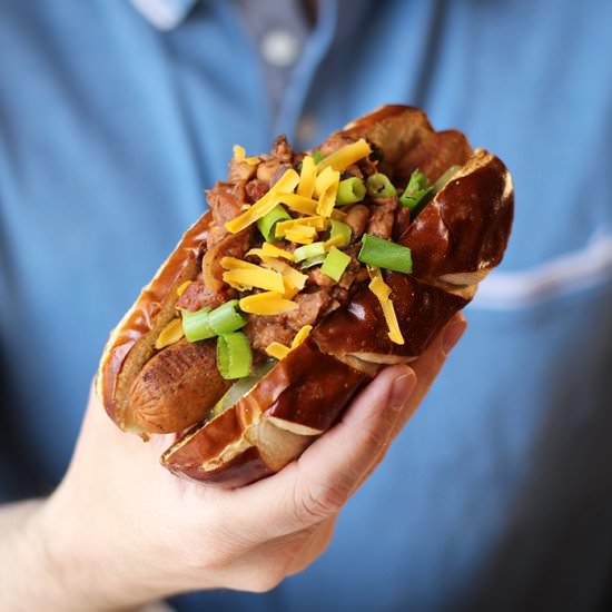 Vegan chili dog