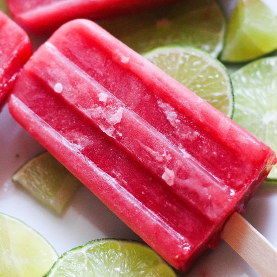 Watermelon lime honey popsicles