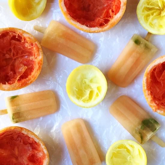 Grapefruit, Lemon & Basil Popsicles