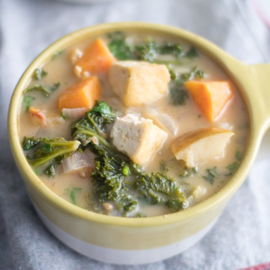 Tofu Sweet Potato Almond Stew