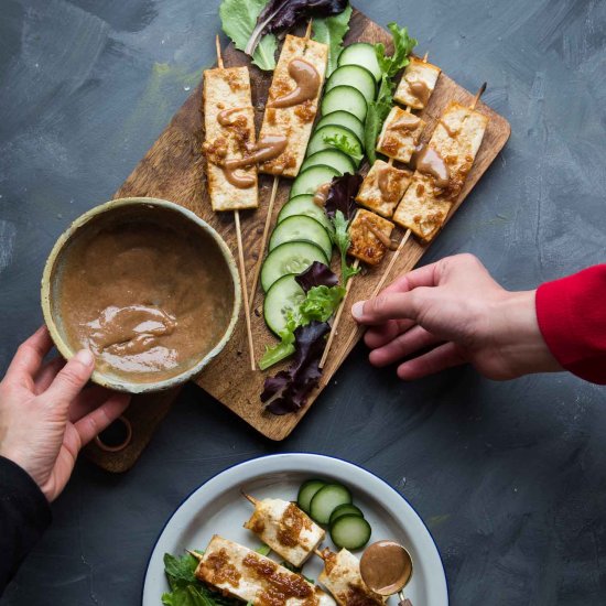 Tofu Satay with Almond Butter Sauce