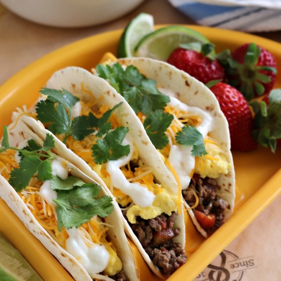 Carne Picada Breakfast Tacos