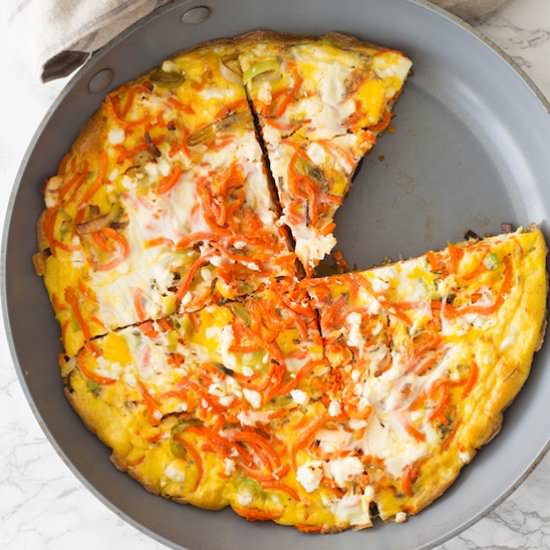 Carrot Noodle and Leek Frittata