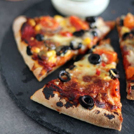 Pizza on a pizza stone