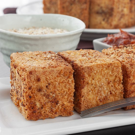 oatmeal crusted fried tofu