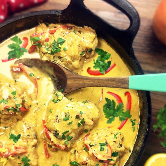 Curried Chicken Thighs- Cream Sauce