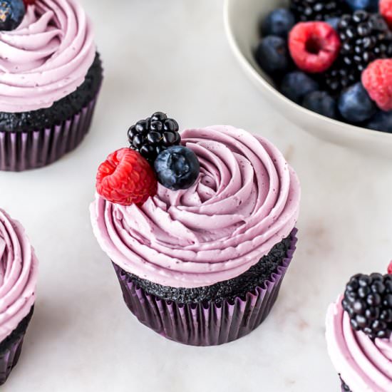 Triple Berry Nutella Cupcakes