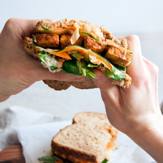 Tempeh Reuben sandwich